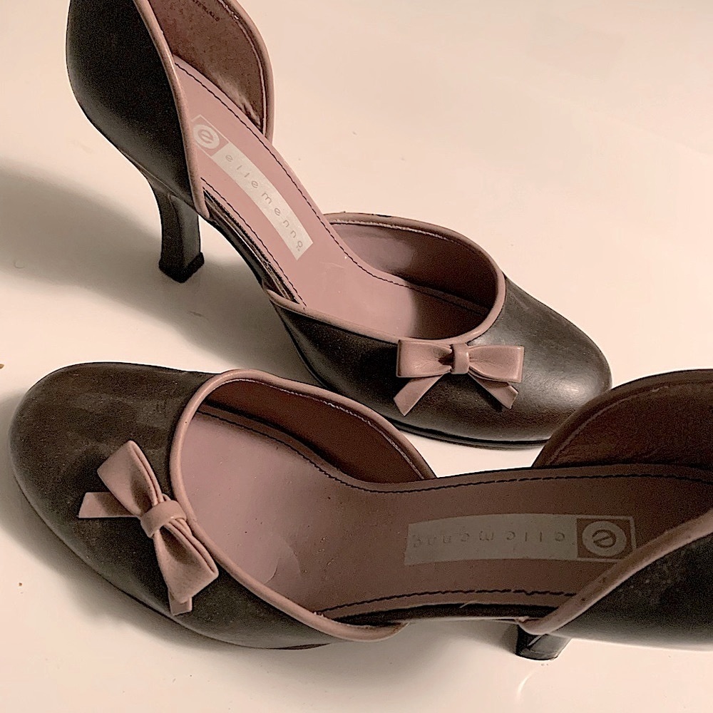 Pink & Chocolate Brown Bow Heels